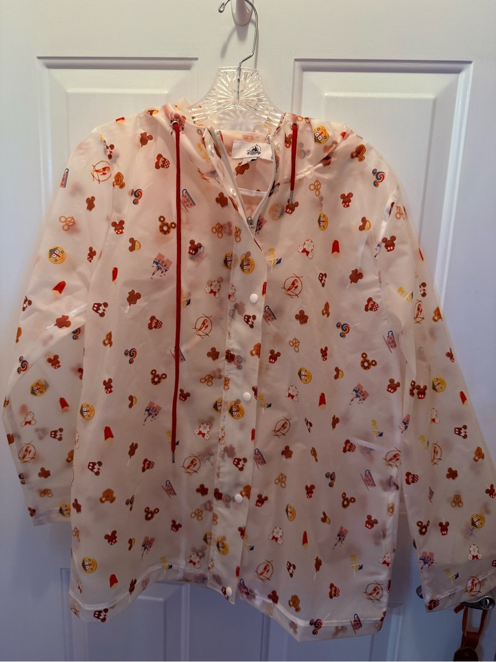 Disney women’s Clear Rain Jacket with Micky Character Print size Medium
